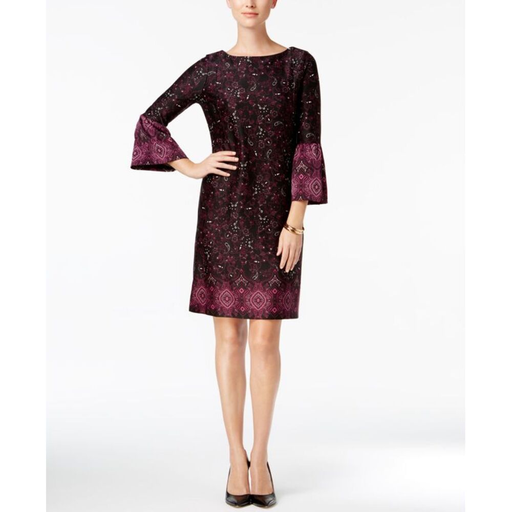 Charter Club Printed Ruffled Sleeve Dress